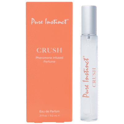 Pure Instinct Crush pheromone-infused perfume with packaging. The best pheromone perfume for ladies, designed to boost confidence and enhance natural charm.