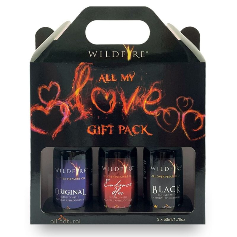 All My Love Gift Pack with Wildfire Original, Enhance Her and Black Pleasure Oils