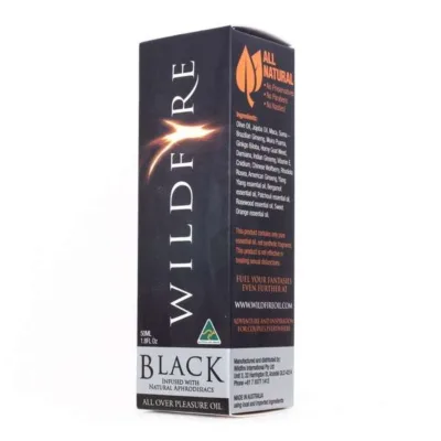 Wildfire Black intimate oil – A natural pleasure oil infused with botanical extracts to enhance intimacy and sensation.