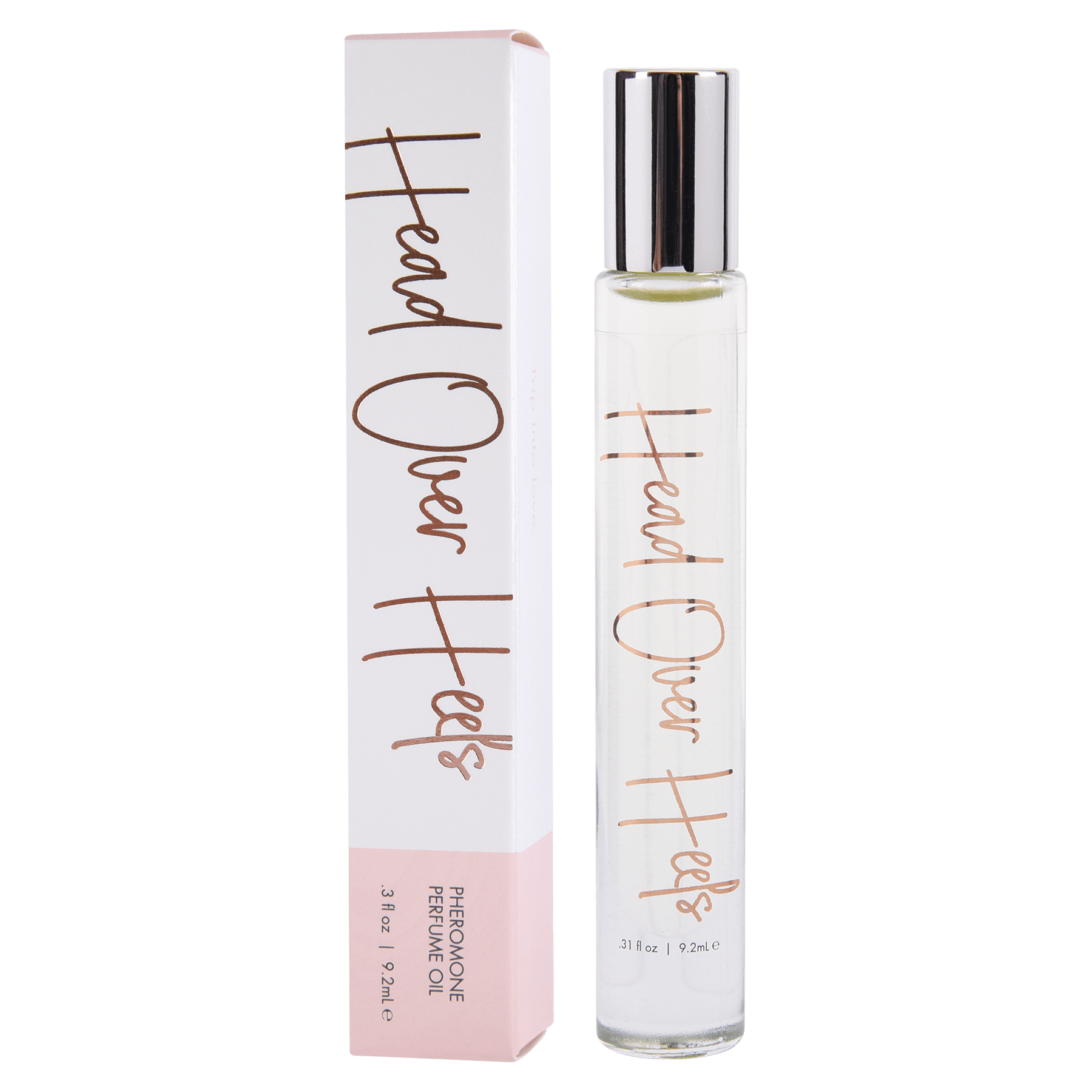 Head Over Heels rollerball perfume – a fresh, floral pheromone-infused scent for confidence and attraction.