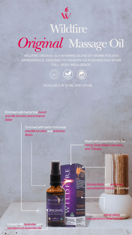 Wildfire Original Relaxing Massage Oil - A calming lavender-infused oil for massages, relaxation, and tension relief.