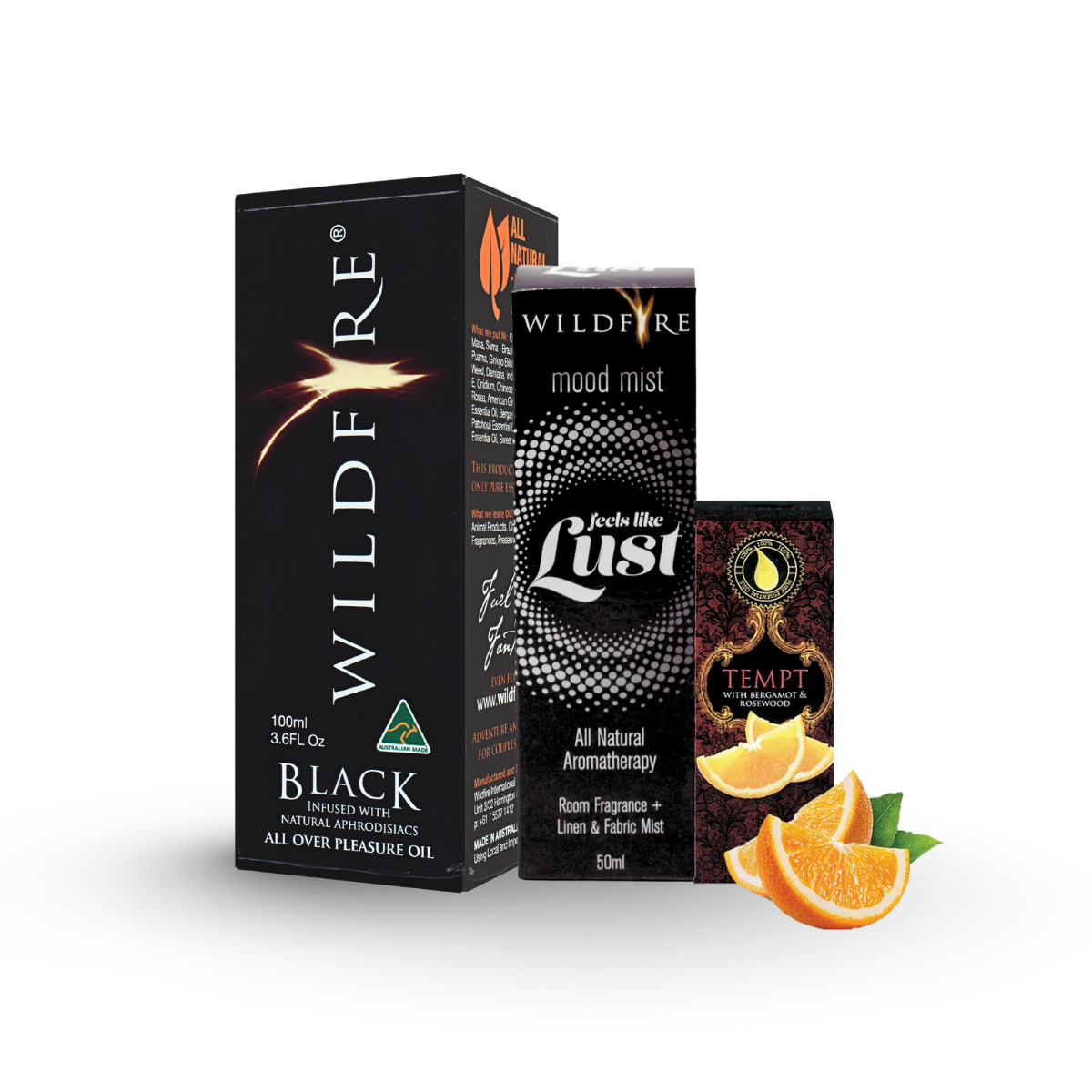 Absolute Temptation Bundle - Sensual Gift Set with Massage Oil and Bed Linen Spray