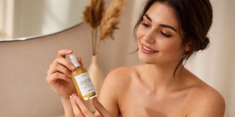 Person applying natural intimate care products as part of a gentle self care routine