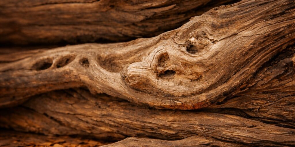 Natural sandalwood wood grain with rich warm tones