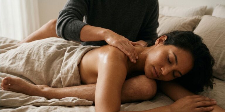 massage using pleasure oil during a relaxing body massage