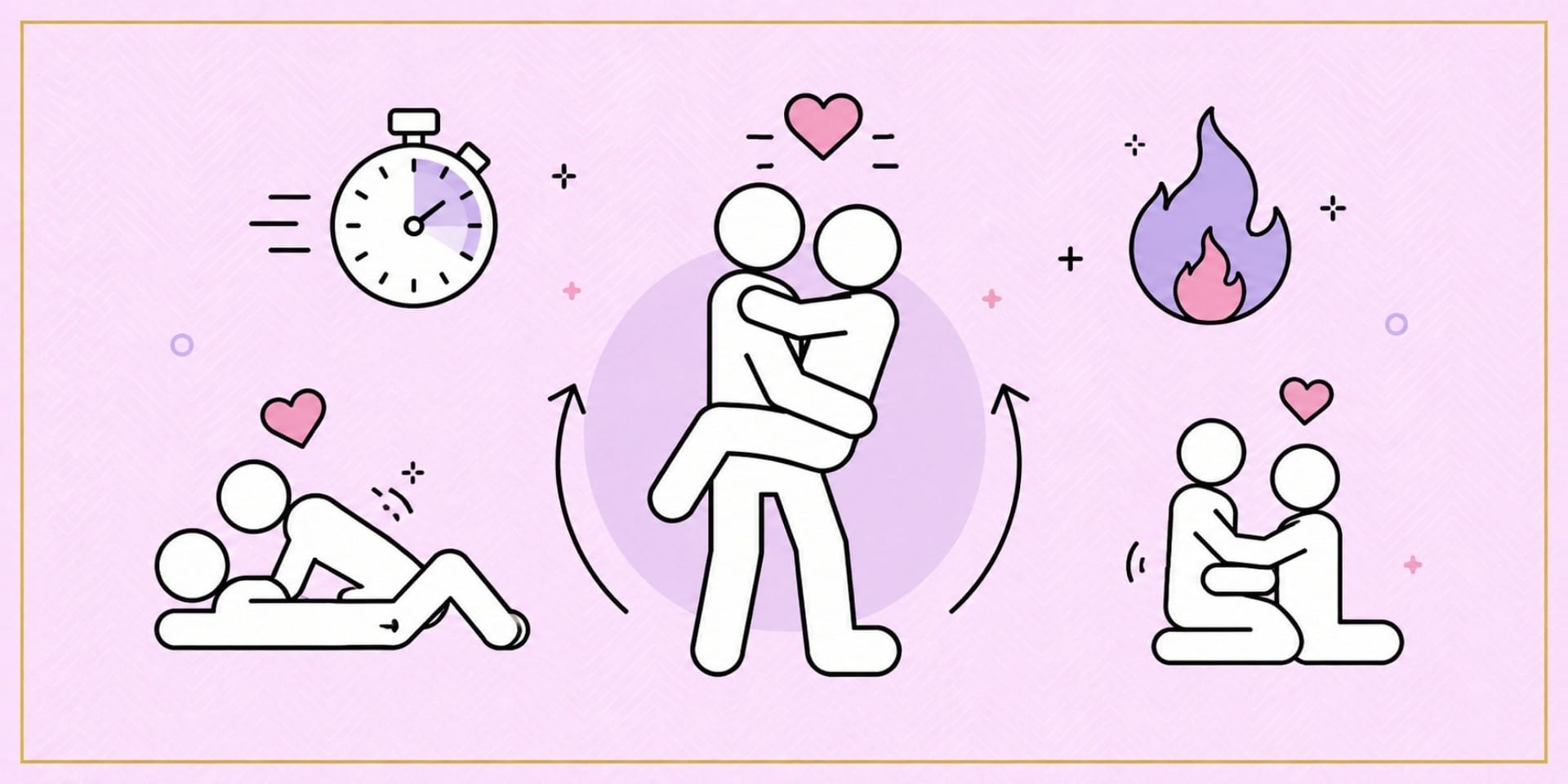 Abstract educational illustration about calories burned during sex, movement, intimacy and exercise