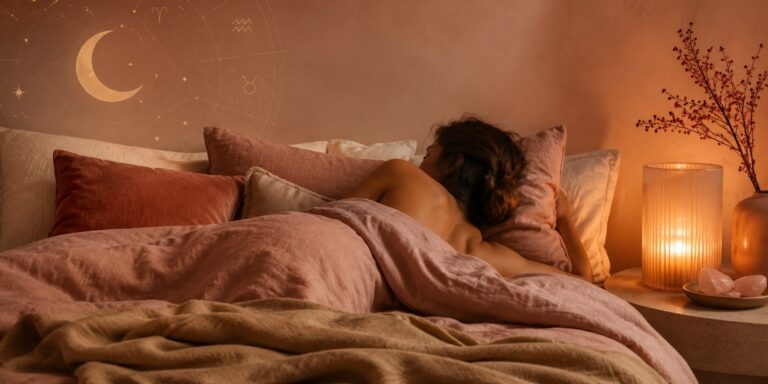 Celestial bedroom scene for a star sign compatibility and love life 2026 guide
