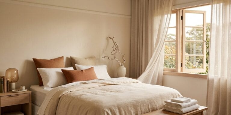 Fresh, well-aired bedroom illustrating how to make your bedroom smell good