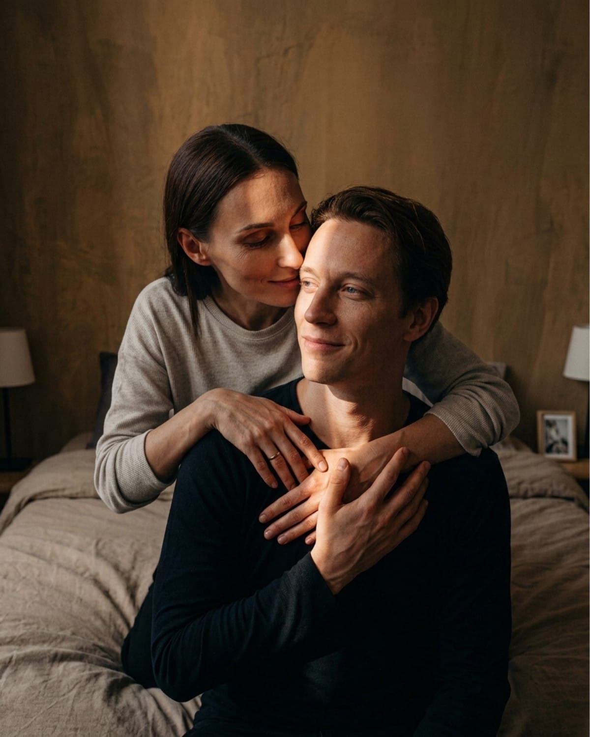 Couple sharing a quiet moment of affectionate touch